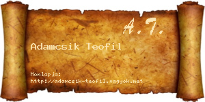 Adamcsik Teofil névjegykártya